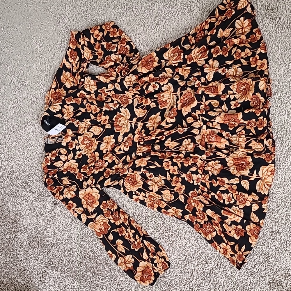 Express Black Orange Floral Dress